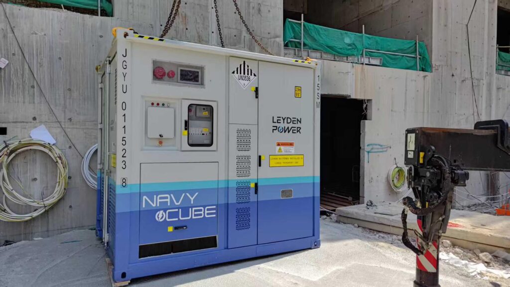The NAVY CUBE 400 Battery Energy Storage System deployed on site.